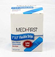 Shield Safety - Blue Metallic Strip Bandage, 1 x 3" 100 ct"