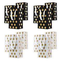 Eco Works Inc. 12 Birthday Gift Bags - Party Gift Bags Assorted Colors with Handles - Polka Dot Gift Bags in Bulk 230g Bags with Metal Eyelets and Cardboard Padding on Bottom. (2 Colors)