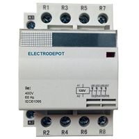 Electrodepot 60 Amp, 4 Pole Normally Closed (NC) Contactor 32A AC-3, and 50A AC-1, Coil 120VAC DIN Rail Mount