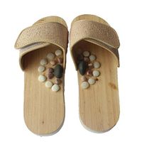 Natural Pebbles Foot End Acupoint Health Massage Shoes Home With Slippers , beige , 43