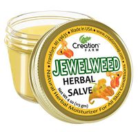 Creation Farm Jewelweed Balm, Poison Ivy Remedy, Herbal Tea Tree Salve Jar 4 oz Sensitive Skin Treatment Helps Tattoo's, Soothes Rashes, Skin Fungus, No Gluten, No Parabens, No Soy, No GMO