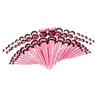 36pcs Acrylic Big Ear Gauge Kit Taper Tunnel Plug with O Ring Stretching Set Best For gift Womans Party Jewerly Creative Women Elegant Beautiful | Color - Pink