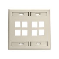 Leviton 42080-8IP 8-Port Dual Gang QuickPort Wallplate with ID Windows, Ivory