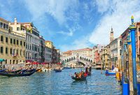 OFILA Italy Venice Backdrop 7x5ft Gondola Italian Palazzo Canal Lagoon Bridging Channel Ancient Brick Wall Watertown Background Adult Travel Themed Party Decoration Peofessional Photos Video Props