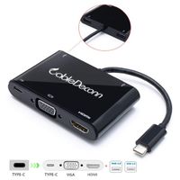 Zehui USB3.1 to Vga+Hdmi with USB HUB Adapter Type C Output Ports Black