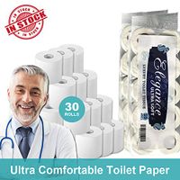 Rolls Ultra Strong Toilet Paper, Soft Biodegradable Bath Tissue Paper Toilet, 4 Ply Paper Towels (30 Rolls)