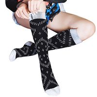Womens Running Compression Socks, WXXM Athletic Over the Calf Gym Fitness Baesball Rugby Compression Socks for Nurses, Flight Travel, Pregnancy Maternity, Running 1 Pair Black White