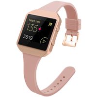 YiJYi Slim Bands Compatible with Fitbit Blaze,Thinner Soft Silicone Band with Metal Frame Replacement Wristband for Women Men Small Large (Small(5.5"-7.5"), Khaki/Rose Gold Frame)