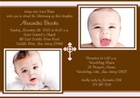 Sweet Stripes with Cross Girl Photo Christening Invitations - Set of 20