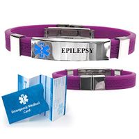 "Epilepsy" Designer Medical Alert ID Bracelet. Choose Color!