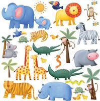 RoomMates RMK1136SCS Jungle Adventure Peel & Stick Wall Decals, Multi