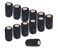 4 Inch Self Adhesive Medical Bandage Wrap Tape (Black) (12 Pack) Strong Elastic Self Adherent Cohesive First Aid Sport Flex Rolls for Wrist Ankle Knee Sprains and Swelling