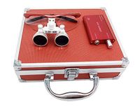 WorKing 3.5x 420mm Working Distance Surgical Binocular Loupes Optical Glass with LED Head Light Lamp+Aluminum Box Red