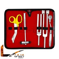 LAJA Imports 6 Piece Medic Student Diagnostic Kit - Reflex Hammer and Tuning Fork Set C 128 and C 512. Includes A Wantenberg Pinwheel and A Premium Steel Bandage Scissor 5.5”