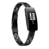 aczer-Y Fitbit Inspire HR Band Metal Accessories Small Large, Stainless Steel Replacement Band with Folding Clasp Strap for Fitbit Inspire HR Smart Watch Bands Wristband Women Men (e-black)