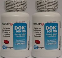 Docusate Sodium 100 mg Softgels for Gentle, Reliable Relief from Occasional Constipation Generic for Colace 100 Softgels per Bottle Pack of 2 Bottles Total 200 Softgels