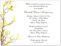 Yellow Floral Baptism Christening Invitations - Set of 20