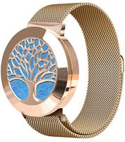 DDRPLING Aromatherapy Bracelet Essential Oil Diffuser, Rose Gold Ring Gold Stainless Steel Mesh Loop Band Women Wrist with 8pcs Washable Pads Gifts for Women Mother