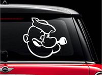 Popeye (White 4") Vinyl Decal Sticker for Car Automobile Window Wall Laptop Notebook Etc.... Any Smooth Surface Such As Windows Bumpers