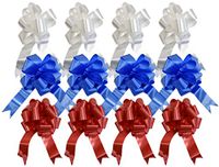 Set of 12 Giant Patriotic Pull Bows! 3 Elegant Colors - Red, White, Blue - 10 Inch Bow - Beautiful Pull Bows Perfect for Decorations for Gifts, Parties, 4th of July, BBQ's, and More! (12)