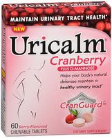 Uricalm Cranberry Plus D-Mannose, Berry, 60 Chewable Tablets