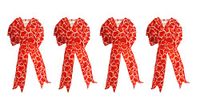 4 Valentines Red Wired Satin Bows with White Heart Design!