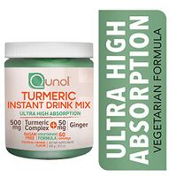 Qunol Turmeric Curcumin Vegetarian Instant Drink Mix, Ultra High Absorption Formula, 500mg + 50mg Ginger, Anti-Inflammatory & Joint Support, Sugar Free Dietary Supplement, Tropical Orange, 60 Servings