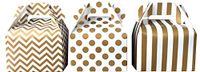 Outside the Box Papers Chevron, Stripe and Polka Dot Paper Gable Favor Boxes 36 Pack Gold, White