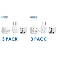 Ceptics GP-12A-3PK Italy Travel Plug Adapter (Type L) - 3 Pack [Grounded & Universal] & Europe Travel Plug Adapter (Type C) for Most European Countries - 3 Pack [Grounded & Universal] (GP-9C-3PK)