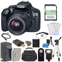 Canon EOS Rebel T6 DSLR Camera with 18-55mm Lens (USA Warranty) + Extra Battery + Charger + 32GB + Remote + Tripod + Case + Flash + Card Reader + HDMI Bundle