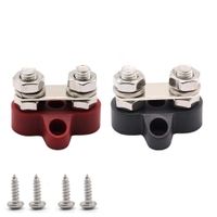 T Tocas 5/16" Stainless Steel Bus Bar Terminal Block Single Stud Power&Ground Junction Block 2 Studs Bus Bar Terminal Blocks Heavy Duty M8+M8 Positive Power Distribution Studs