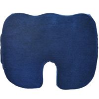 Dr. Ergo, Chiropractor Grade, Extra Firm Crush-Proof High Density Memory Foam Seat Cushion, Coccyx, Tailbone and Sciatica Back Pain Relief, Non Slip Bottom for Wheelchair, Car and Chair - Blue