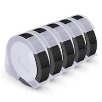 Embossing Tape Compatible Dymo Embossing Label Maker Dymo Organizer Xpress Pro Tape, 3D Plastic Label, 3/8" Width x 9.8' Length, White Print on Black, 5-Pack