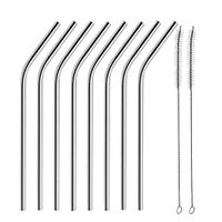 8 Long Stainless Steel Drinking Straws Fits 20 Oz & 30 Oz Cups Free Cleaning Brushed Included