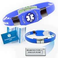 "Diabetes Type 1 Insulin Pump" Elite Medical Alert ID Bracelet for Men and Women