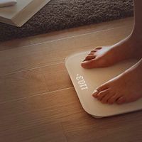 OhradWord Digital Body Weight Scale,Digital Body Weight Bathroom Scale with Body Tape Measure, Tempered Glass, 150KG/330 Pounds,Black