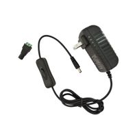 AspenTek Us Led Power Supply Adapter with Inline on off Switch for Led Rigid Bar, Led Strip Light, Led Tape light, Under Cabinet Lighting, Output DC 12V/2A, 24 Watt Max