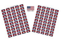 Made in USA! 100 Country Flag 1.5" x 1" Self Adhesive World Flag Stickers, Two Sheets of 50, 100 Sticker Flags Total (Cambodia)