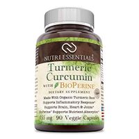 Nutri Essentials Turmeric Curcumin with BioPerine - 755 Mg, 90 Veggie Capsules - Made with Organic Turmeric Root -Supports Inflammatory Response - Supports Brain, Heart & Joints