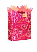 The Wrap It Metallic Premium Party Favor Paper Gift Bag with Handle, Design for Party, Valentine's Day, Birthday, Wedding, Christmas, X-Large, Christmas Deer Red, Set of 6 (Vertical)
