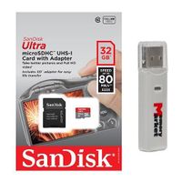 SanDisk Ultra 32GB UHSI Class 10 80mb/s MicroSDHC Memory Card for Samsung Galaxy E7 E5 A5 A3 V S5Plus Grand Core Prime Tab Active Note Edge 4 S Duos 3 with MemoryMarket MicroSD & SD Memory Card Reader