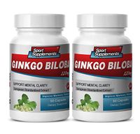 Gingko biloba Extract Powder - Ginkgo Biloba Leaf Extract 50:1 120mg - Improve Sexual Function and Promote Sex Drive with Ginko biloba Natural Supplement (2 Bottles 100 Capsules)