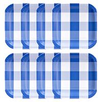 Havercamp Blue and White Plaid Paper Party Plates | 8 Count | 9" Square | Classic Plaid Collection | Great for Picnic, Barbecue, Cookout, Lumberjack Theme, Playground