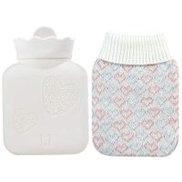 SUWIN Mini Cartoon Winter Silicone Explosion-Proof Hot Water Bottle, Detachable Water Injection Hot Water Bag, Colorful Knit Jacket, for Children and Students, Microwave Heating