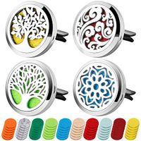 4PCS Aromatherapy Essential Oil Car Diffuser Car Fragrance Diffuser Locket Air Freshener Car Diffuser Vent Clip with 60 Refill Pads