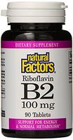 Natural Factors - Vitamin B2 Riboflavin 100mg, Support for Energy & Normal Metabolism, 90 Tablets