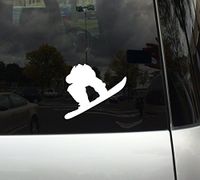 Snowboard Trick #2 - Mountain Downhill Competitive Jump - 5" White Vinyl Decal Sticker Car Macbook Laptop
