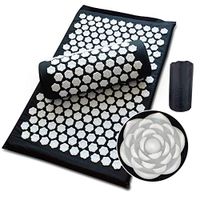 ZHLXZ Massager Cushion Massage Yoga Mat Acupressure Relieve Stress Back Body Pain Spike Mat Acupuncture Massage Yoga Mat with Pillow,Black