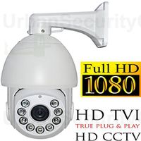 USG HD-TVI PTZ 18x Optical Zoom Speed Dome Security Camera 1080P 2MP 4.7-84.6mm Motorized + Auto-Focus Lens: 1920x1080, 500ft Night Vision, IR-Cut, WDR, Motion Detection, DNR, Precision Drive Motor