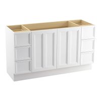 KOHLER 99523-TK-1WA Damask 60-Inch Vanity with Toe Kick, 2 Doors and 6 Drawers, Linen White